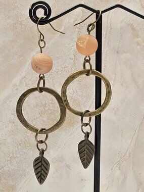 HAND MADE Boho Artisan Earrings: Druzy Agate & Hammered Brass Dangles